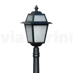 Lampione Alto 152 cm da Giardino in Alluminio Antracite e Vetro Sabbiato - Elric