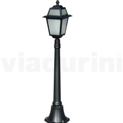 Lampione Alto 116 cm da Giardino in Alluminio Antracite e Vetro Sabbiato - Elric