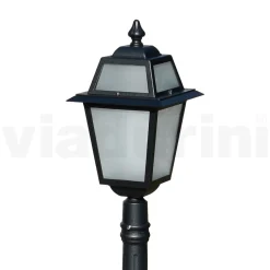 Lampione Alto 116 cm da Giardino in Alluminio Antracite e Vetro Sabbiato - Elric
