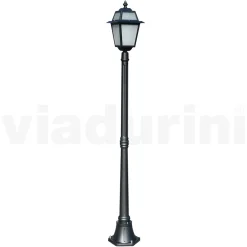 Lampione Alto 178 cm da Giardino in Alluminio Antracite e Vetro Sabbiato - Elric