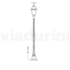 Lampione Alto 178 cm da Giardino in Alluminio Antracite e Vetro Sabbiato - Elric