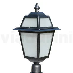 Lampione Alto 76,5 cm da Giardino in Alluminio Antracite e Vetro Sabbiato - Elric