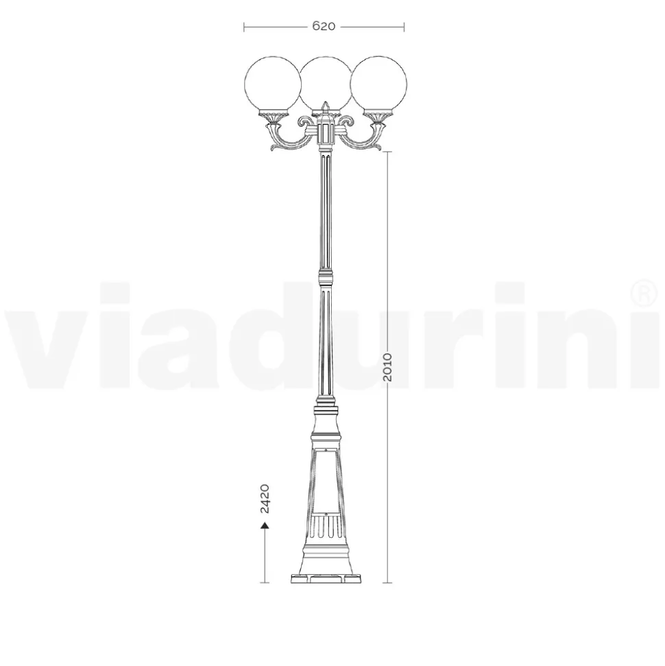 Lampione Alto 242 cm in Acrilico e Alluminio Antracite Made in Italy - Trovaantracite