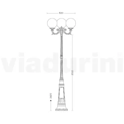 Lampione Alto 242 cm in Acrilico e Alluminio Nero Made in Italy - Trovanero