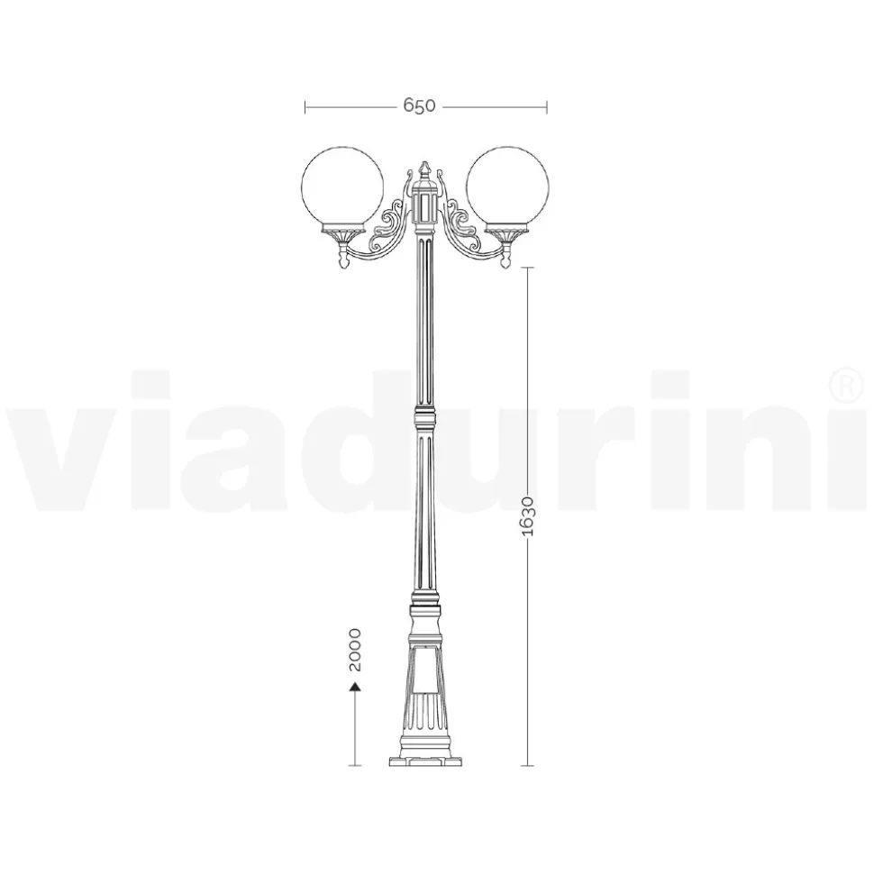 Lampione Alto 200 cm in Acrilico e Alluminio Nero Made in Italy - Trovanero