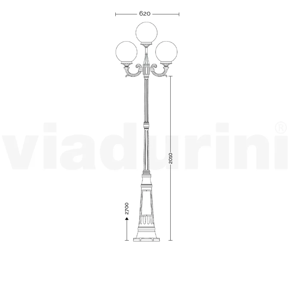 Lampione Alto 270 cm in Acrilico e Alluminio Bianco Made in Italy - Trovabianco