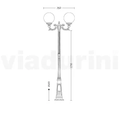 Lampione Alto 212 cm in Acrilico e Alluminio Bianco Made in Italy - Trovabianco