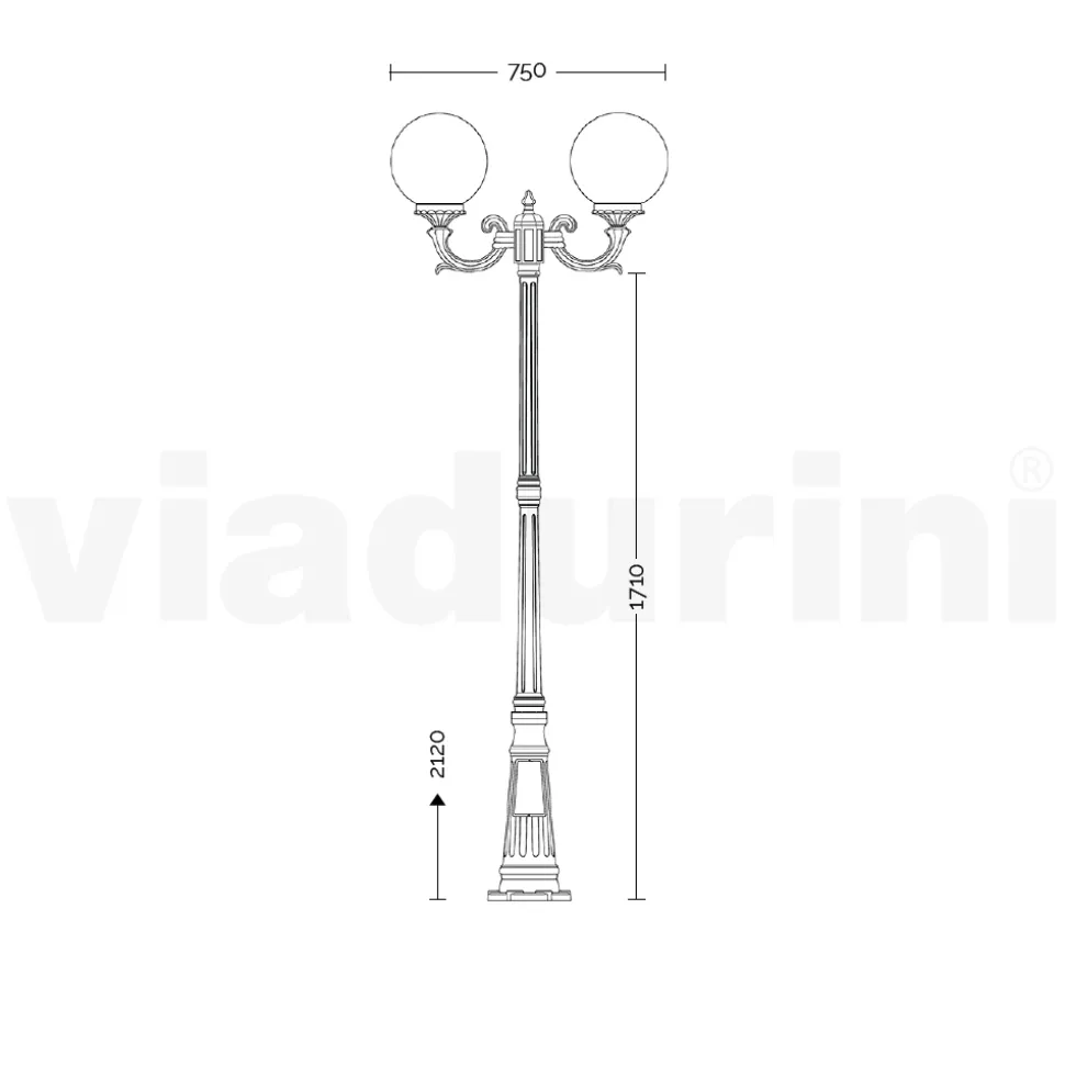 Lampione Alto 212 cm in Acrilico e Alluminio Bianco Made in Italy - Trovabianco