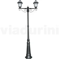 Lampione Alto 255 cm in Vetro e Alluminio Antracite Made in Italy - Scintilla