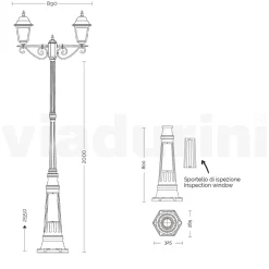 Lampione Alto 255 cm in Vetro e Alluminio Antracite Made in Italy - Scintilla