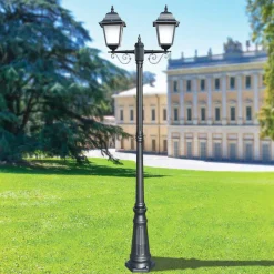 Lampione Alto 219 cm in Vetro e Alluminio Antracite Made in Italy - Scintilla
