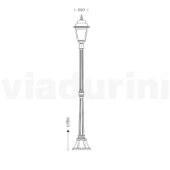 Lampione Alto 178 cm in Vetro e Alluminio Antracite Made in Italy - Scintilla