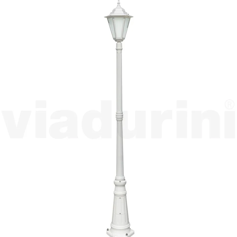 Lampione Alto per Esterno Vintage in Alluminio Bianco Made in Italy - Terella