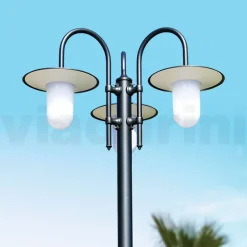 Lampione a 3 Luci Stile Vintage in Alluminio Grigio Made in Italy - Belen