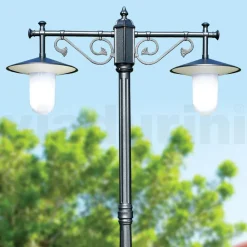 Lampione a 2 Luci Stile Vintage in Alluminio Grigio Made in Italy - Belen
