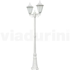 Lampione a 2 Luci Vintage in Alluminio Bianco Made in Italy - Terella