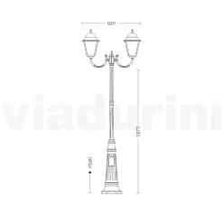 Lampione da Esterno Alto 259 cm in Vetro e Alluminio Pressofuso - Alchimista