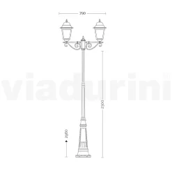 Lampione da Esterno Alto 296 cm in Vetro e Alluminio Pressofuso - Alchimista