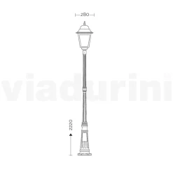 Lampione da Esterno Alto 222 cm in Vetro e Alluminio Pressofuso - Alchimista