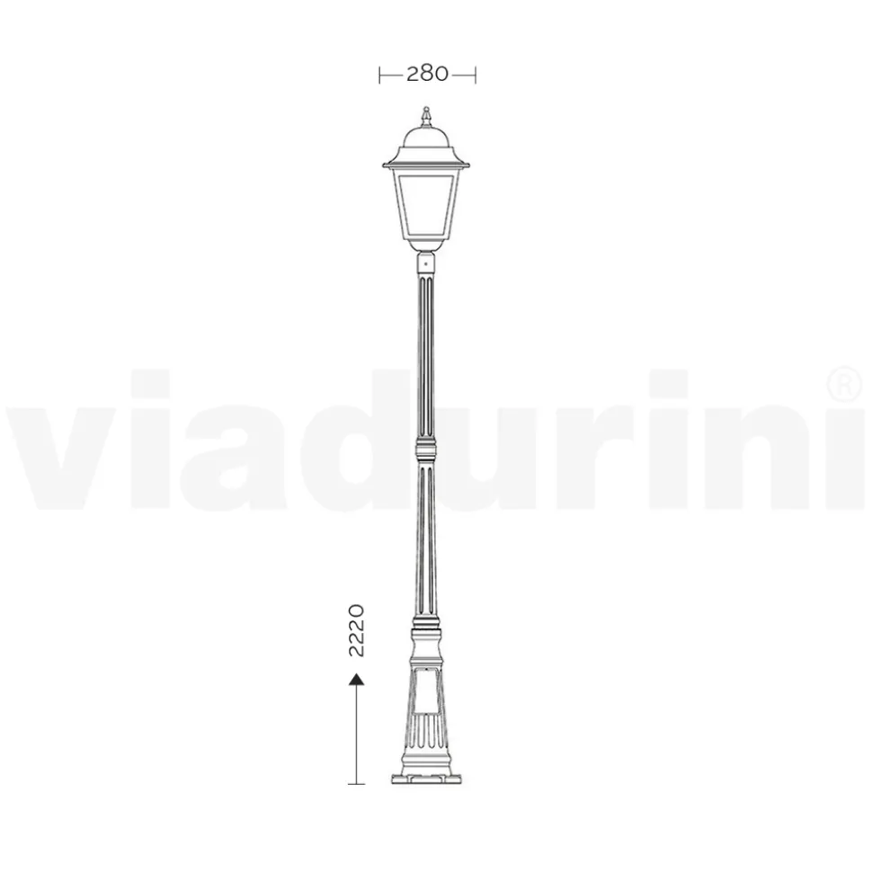 Lampione da Esterno Alto 222 cm in Vetro e Alluminio Pressofuso - Alchimista