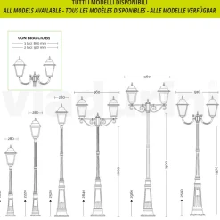 Lampione da Esterno Alto 252 cm in Vetro e Alluminio Pressofuso - Alchimista