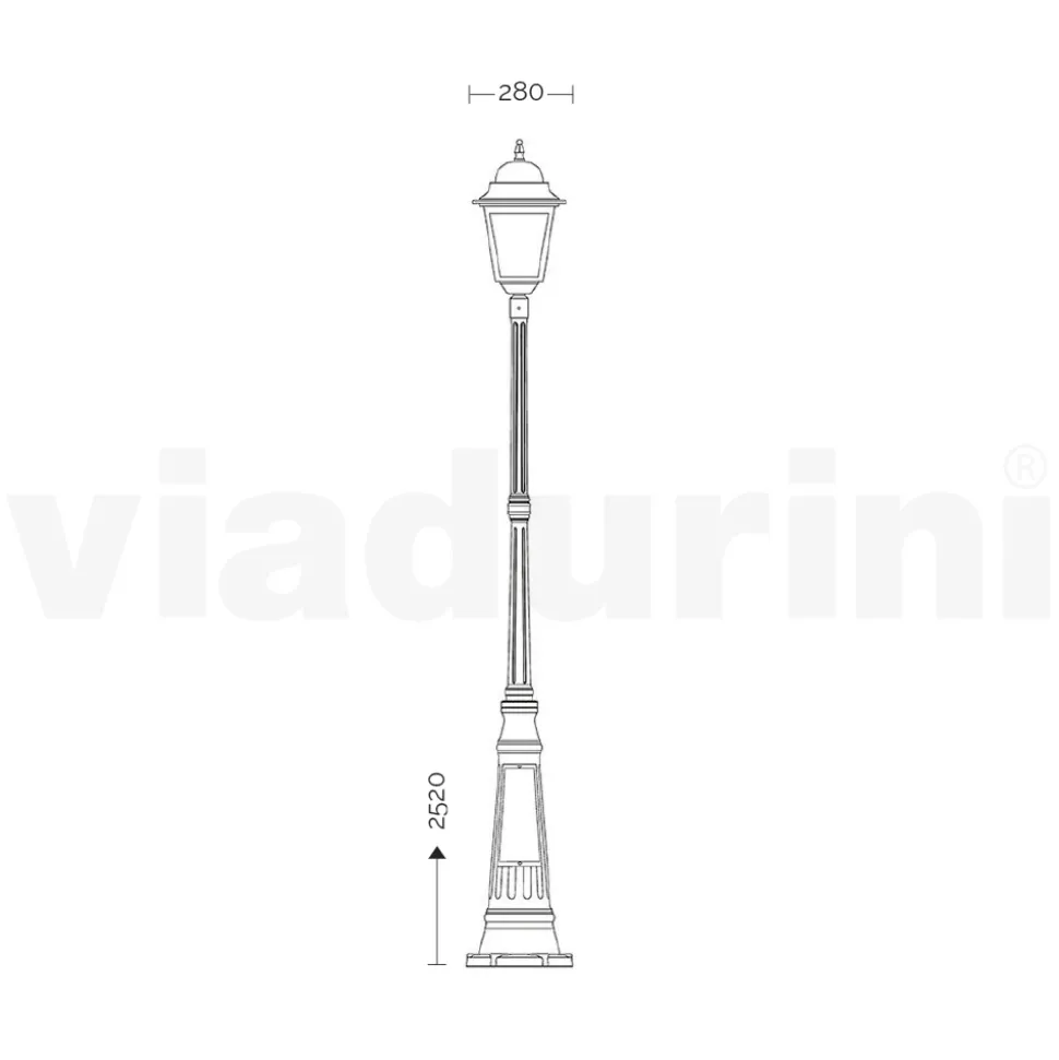 Lampione da Esterno Alto 252 cm in Vetro e Alluminio Pressofuso - Alchimista