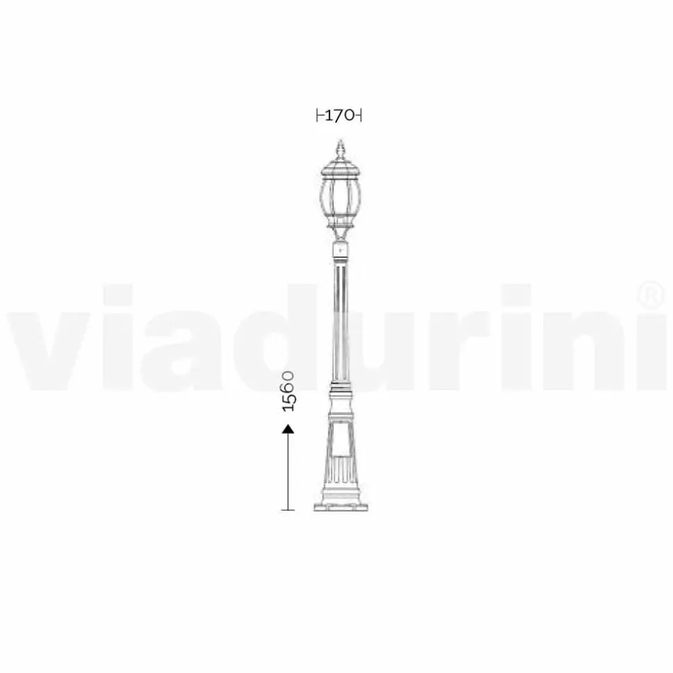 Lampione da esterno a una luce in alluminio made in Italy, Anika