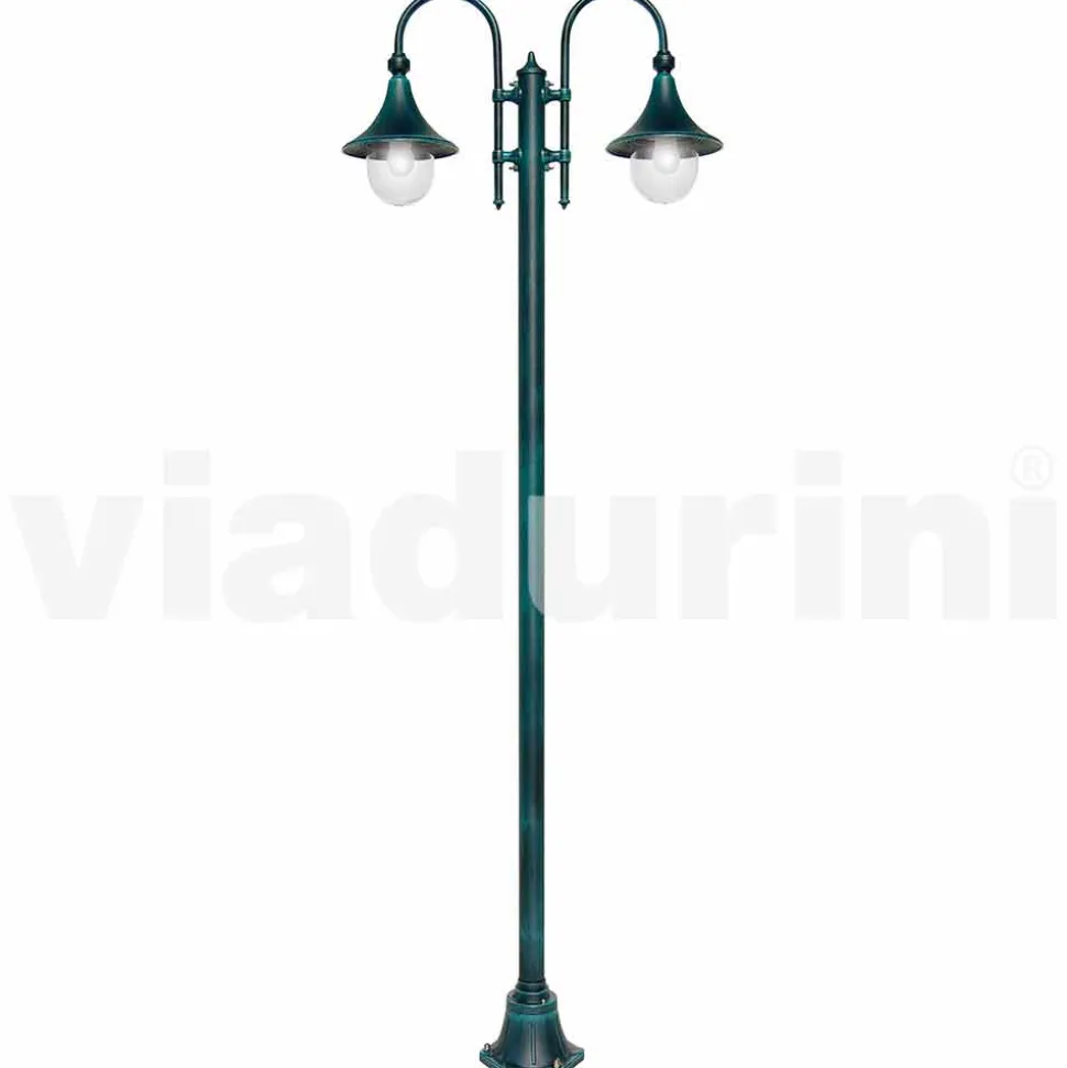 Lampione da esterno in alluminio a due luci made in Italy, Anusca