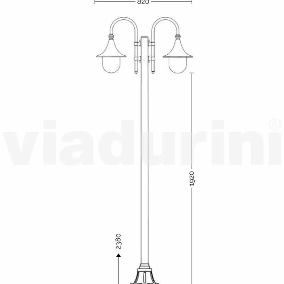 Lampione da esterno in alluminio a due luci made in Italy, Anusca