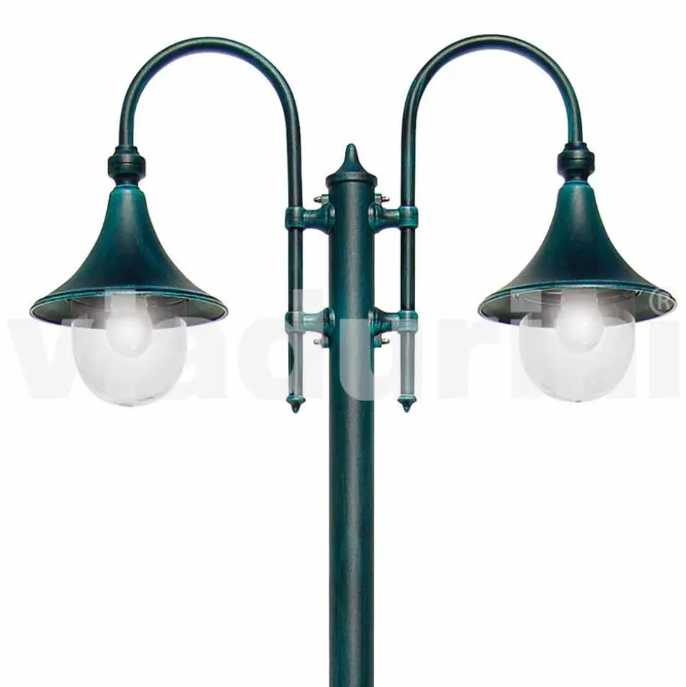 Lampione da esterno in alluminio a due luci made in Italy, Anusca
