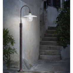 Lampione da Giardino Design Curvo in Alluminio Decoro a Mano - Campobasso