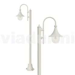 Lampione da giardino in alluminio bianco con 1 luce prodotto in Italia, Anusca