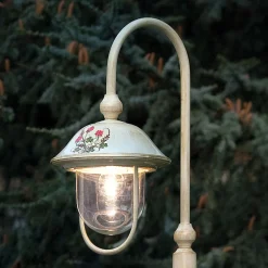 Lampione da Giardino in Alluminio Dipinto a Mano e Decoro Fiori - Bari