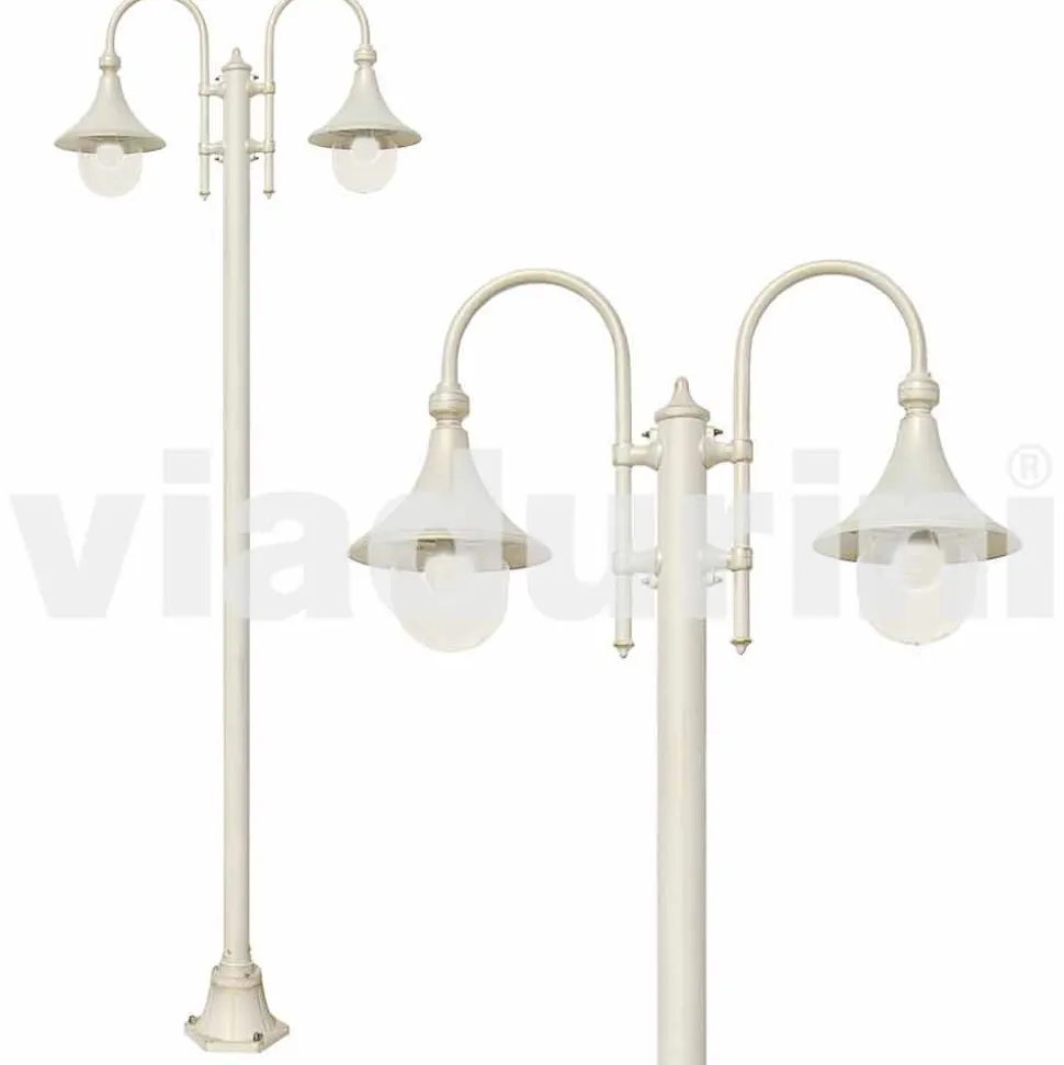 Lampione da giardino in alluminio pressofuso bianco made Italy, Anusca