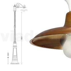 Lampione da Giardino Vintage in Alluminio e Ottone Made in Italy - Adela