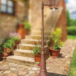 Lampione da Giardino Vintage in Alluminio e Ottone Made in Italy - Adela