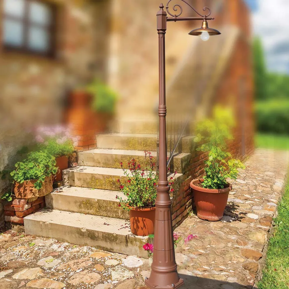 Lampione da Giardino Vintage in Alluminio e Ottone Made in Italy - Adela