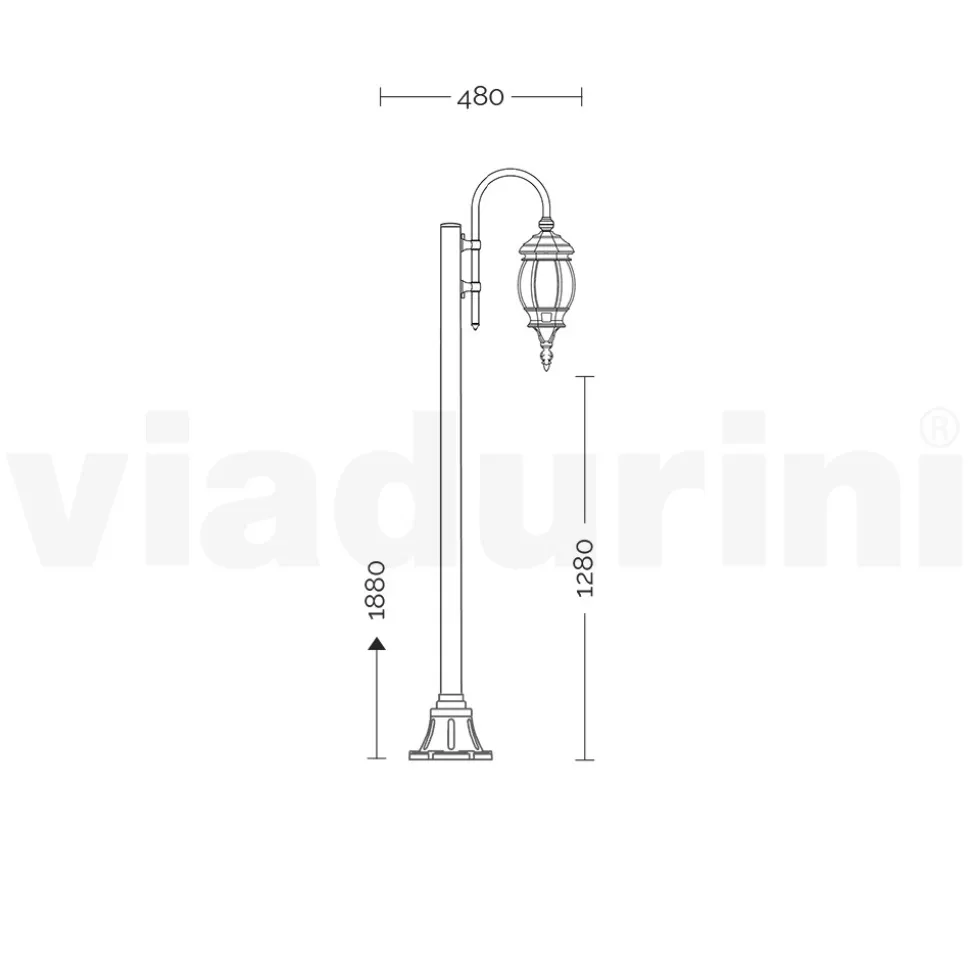 Lampione da Giardino Vintage in Alluminio Antracite Made in Italy - Impero
