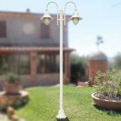Lampione da Giardino Vintage 2 Luci in Alluminio Made in Italy - Cassandra