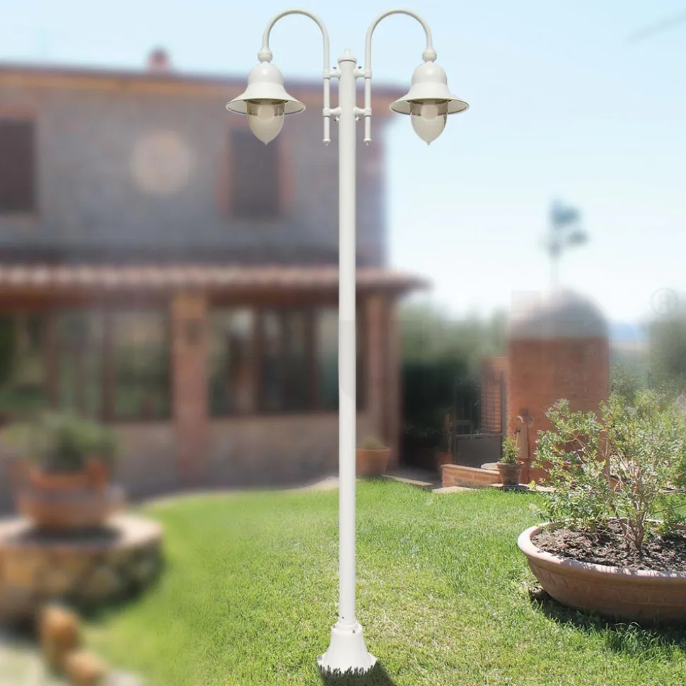 Lampione da Giardino Vintage 2 Luci in Alluminio Made in Italy - Cassandra