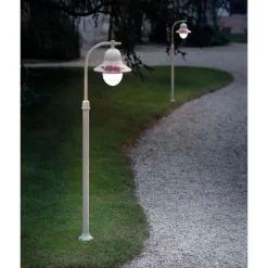 Lampione Esterno Alluminio Bianco e Decoro Fiori Dipinti a Mano - Imperia