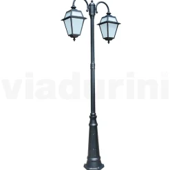 Lampione Giardino a 2 Luci in Alluminio e Vetro Made in Italy - Vivian