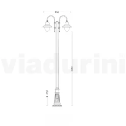 Lampione Giardino a 3 Luci in Alluminio Realizzato in Italia - Cassandra
