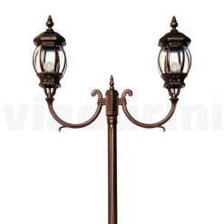 Lampione Giardino 2 Luci in Alluminio Stile Vintage Made in Italy - Leona