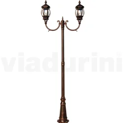 Lampione Giardino 2 Luci in Alluminio Stile Vintage Made in Italy - Leona