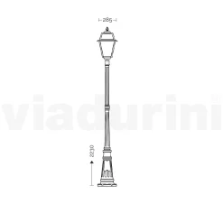 Lampione Giardino Stile Vintage in Alluminio e Vetro Made in Italy - Doroty