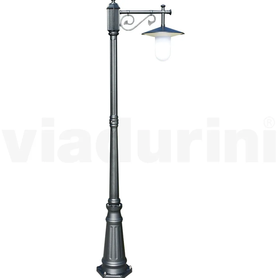 Lampione Giardino Stile Vintage in Alluminio Grigio Made in Italy - Belen