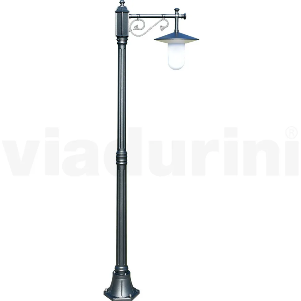 Lampione Giardino Stile Vintage in Alluminio Grigio Made in Italy - Belen