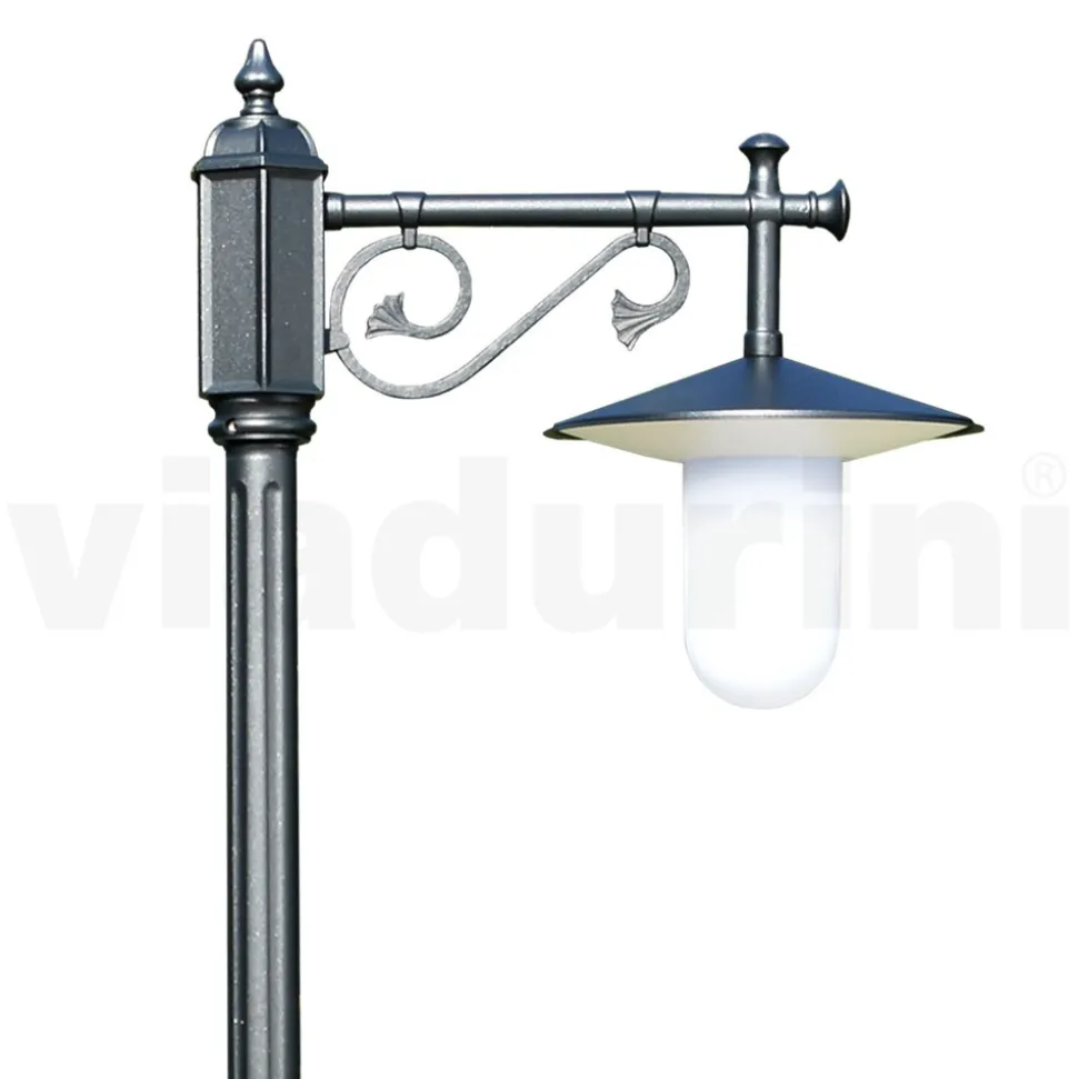 Lampione Giardino Stile Vintage in Alluminio Grigio Made in Italy - Belen