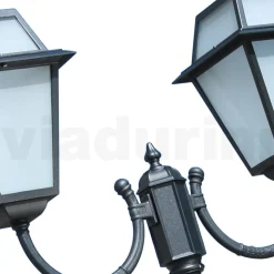 Lampione 2 Luci in Alluminio e Vetro Stile Vintage Made in Italy - Vivian